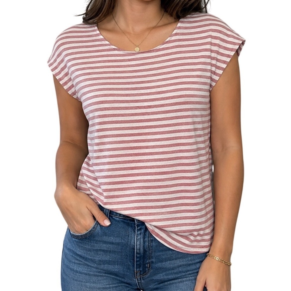Blush Hour Striped Top‎ Womens XL Casual Knit Tee